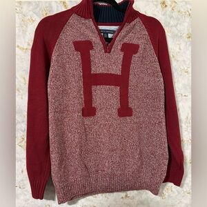 Tommy Hilfiger Men's Red Sweater with H Logo